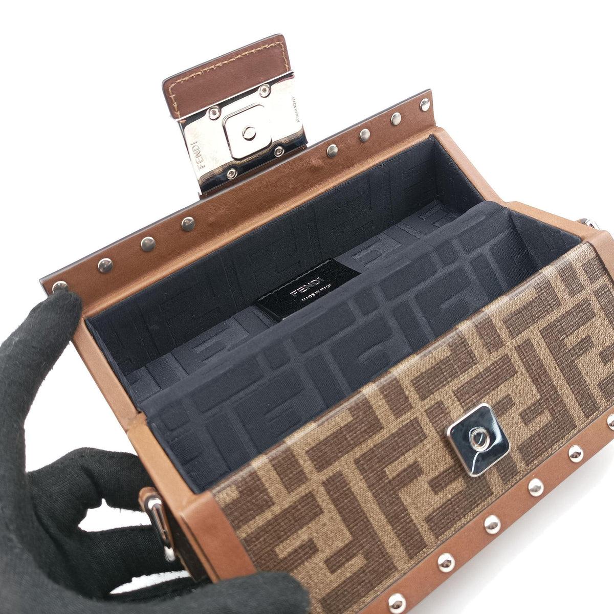 Vintage Fendi Zucca Trunk Brown PVC Coated Canvas × Leather 7VA507 shoulderbag | stylenewstar