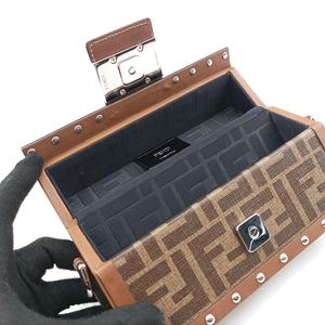 Vintage Fendi Zucca Trunk Brown PVC Coated Canvas × Leather 7VA507 shoulderbag | stylenewstar