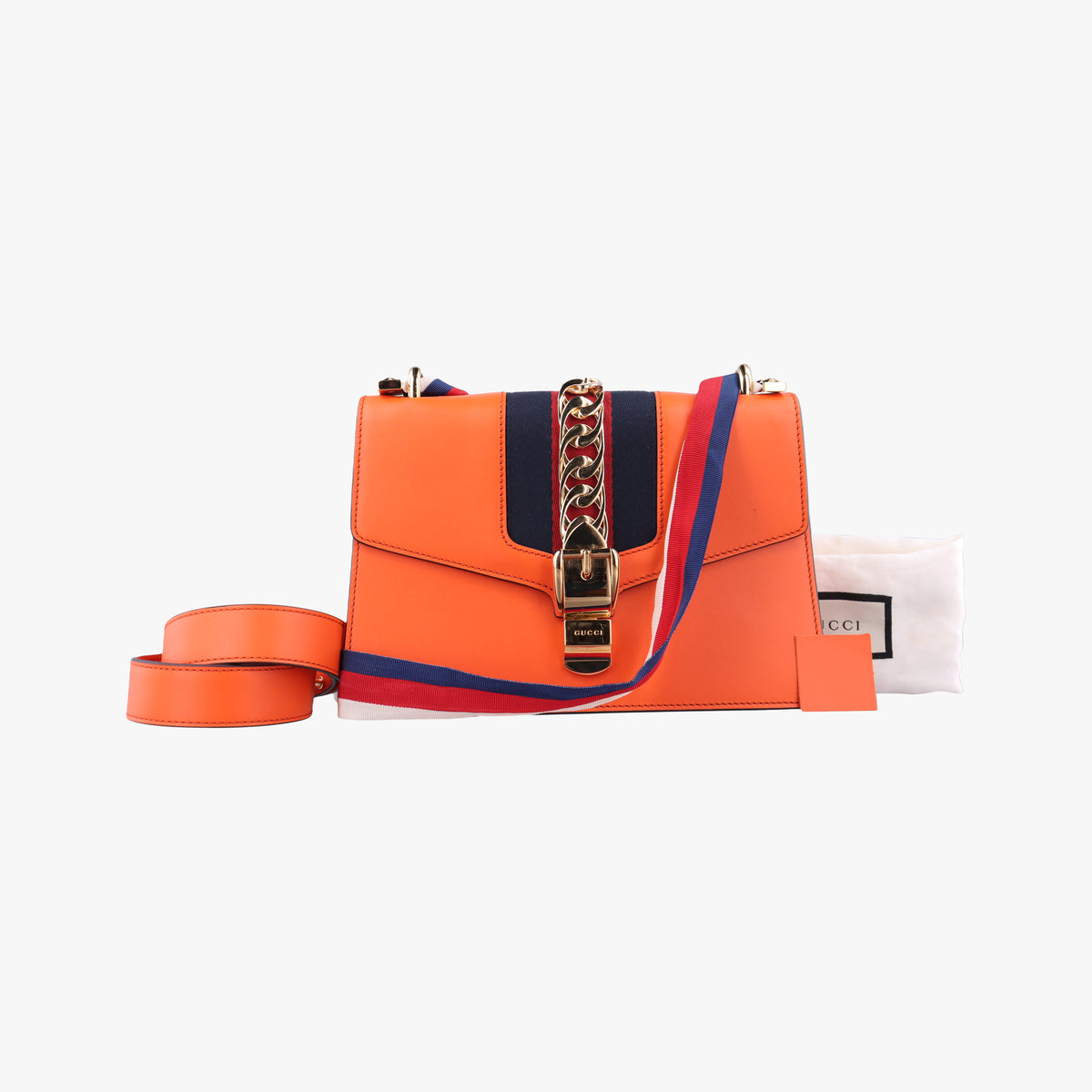 Pre-owned Gucci Sylvie Orange Leather 421882 shoulderbag | stylenewstar