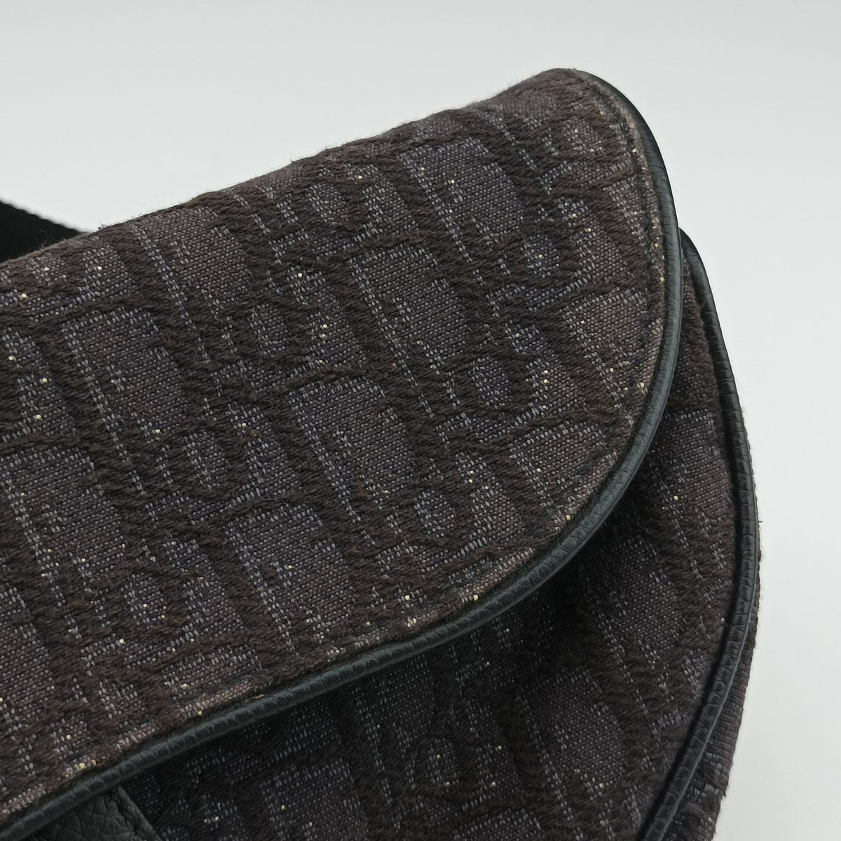 Pre-owned Christian Dior Saddle Black Jacquard×Leather 1ADPO093YKY bum bag/waist bag | stylenewstar