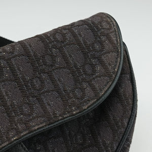 Pre-owned Christian Dior Saddle Black Jacquard×Leather 1ADPO093YKY bum bag/waist bag | stylenewstar