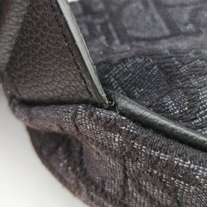 Pre-owned Christian Dior Saddle Black Jacquard×Leather 1ADPO093YKY bum bag/waist bag | stylenewstar