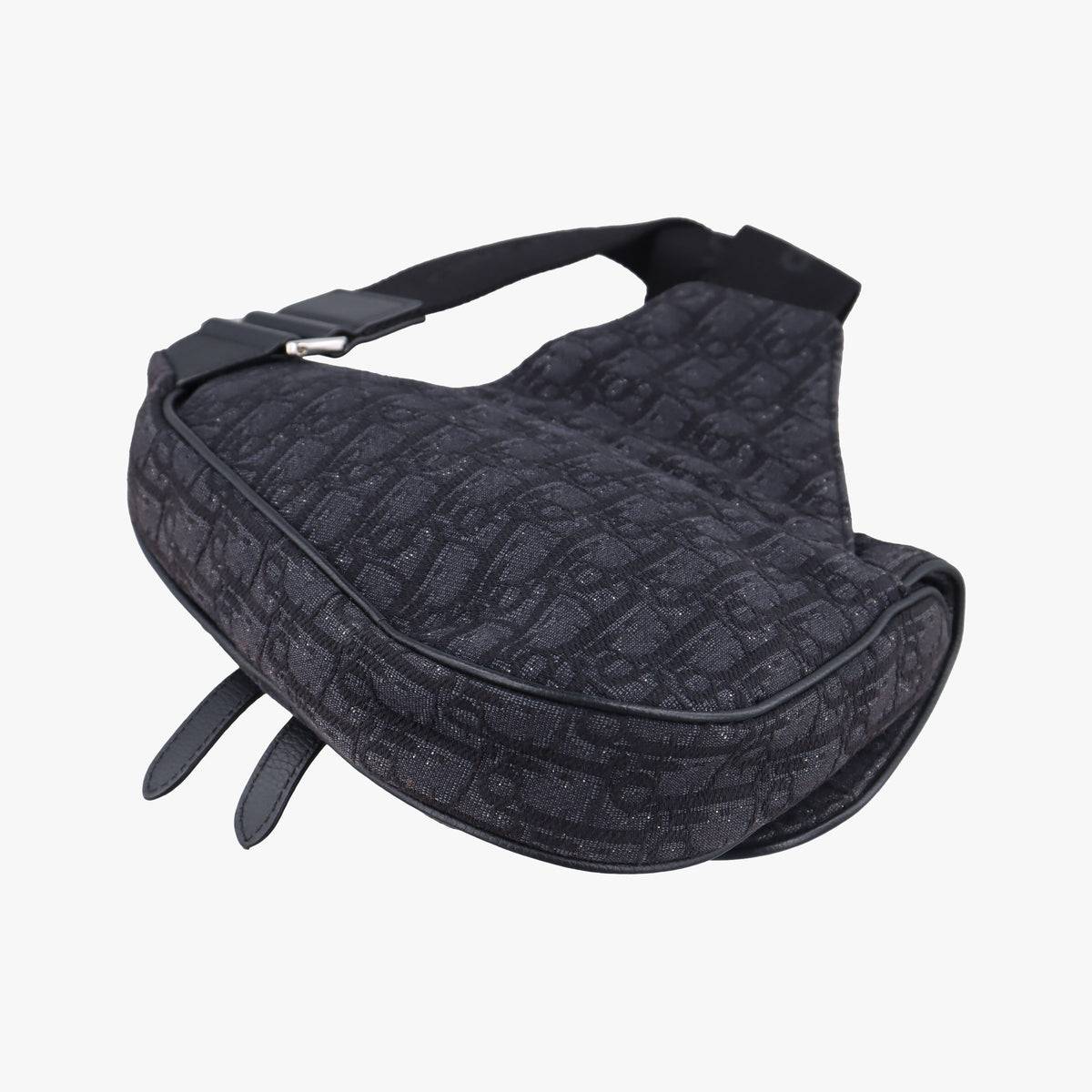 Pre-owned Christian Dior Saddle Black Jacquard×Leather 1ADPO093YKY bum bag/waist bag | stylenewstar