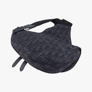 Pre-owned Christian Dior Saddle Black Jacquard×Leather 1ADPO093YKY bum bag/waist bag | stylenewstar
