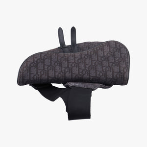 Pre-owned Christian Dior Saddle Black Jacquard×Leather 1ADPO093YKY bum bag/waist bag | stylenewstar