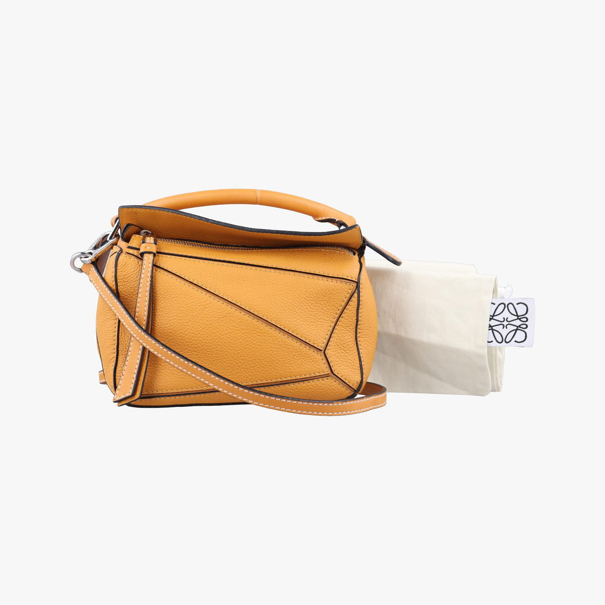 Pre-owned Loewe Puzzle mini Yellow Leather 322 30 U95 shoulderbag | stylenewstar
