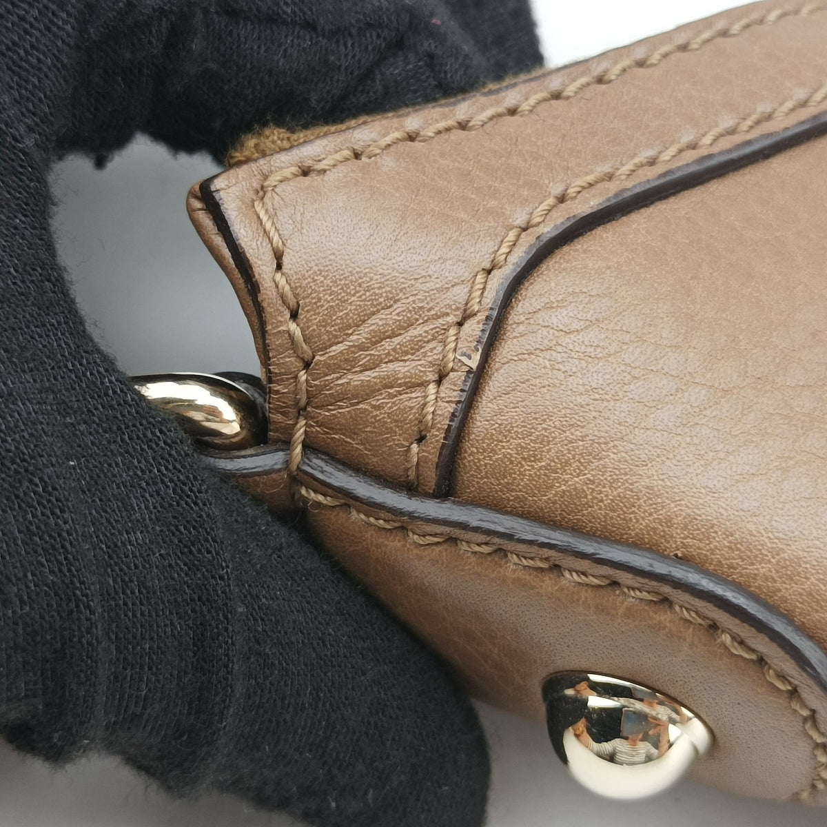 Pre-owned Gucci Horsebit Beige×Brown Suede×Leather 247602 shoulderbag | stylenewstar