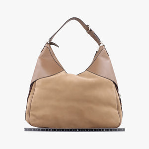 Pre-owned Gucci Horsebit Beige×Brown Suede×Leather 247602 shoulderbag | stylenewstar