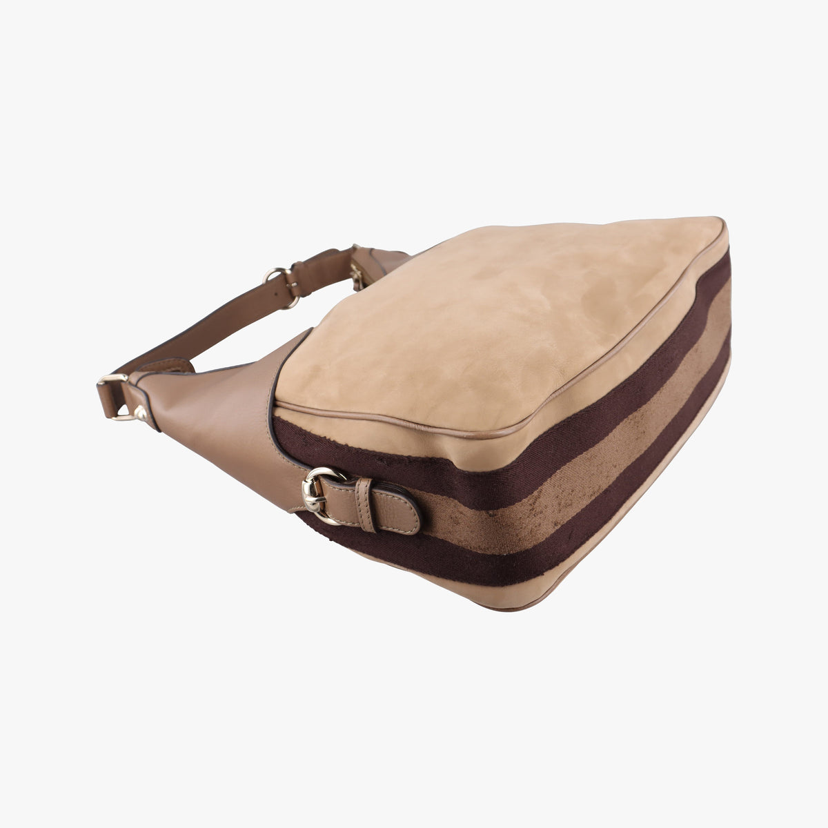 Pre-owned Gucci Horsebit Beige×Brown Suede×Leather 247602 shoulderbag | stylenewstar