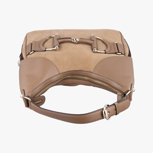 Pre-owned Gucci Horsebit Beige×Brown Suede×Leather 247602 shoulderbag | stylenewstar