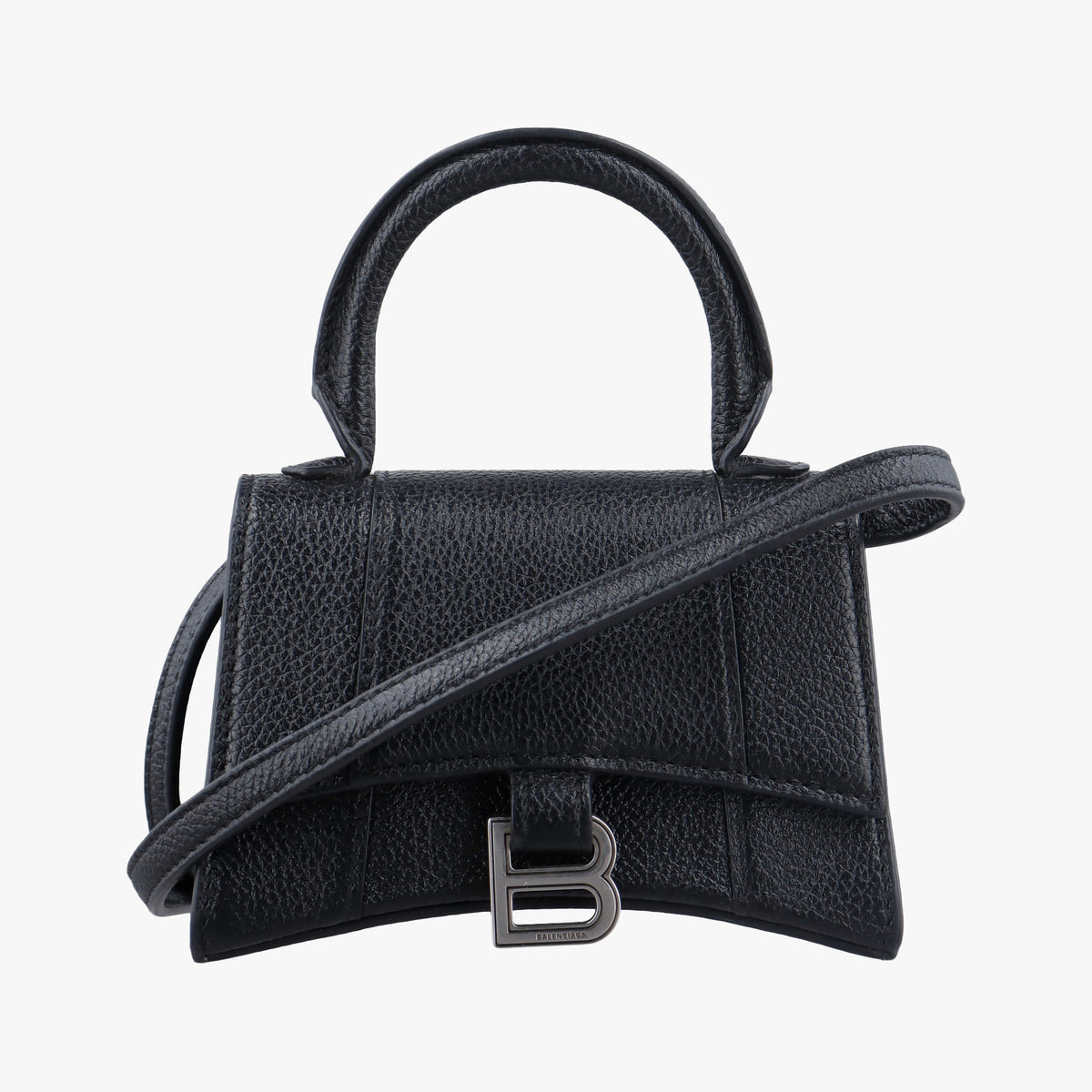 Pre-owned Balenciaga Hourglass Black Leather  shoulderbag | stylenewstar