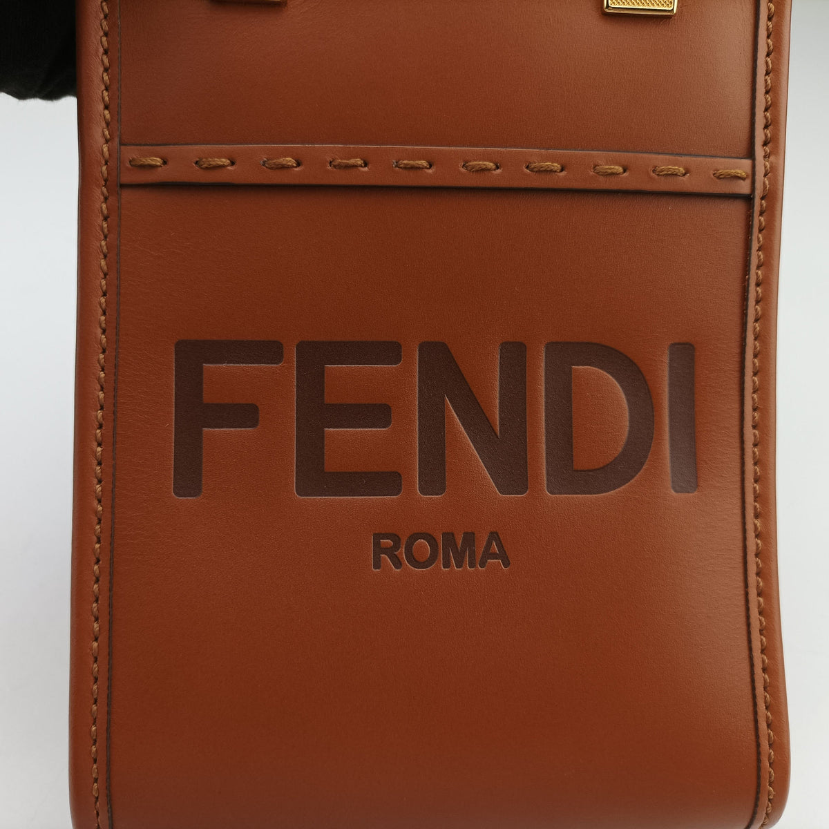 Pre-owned Fendi MINI SUNSHINE SHOPPER Camel Leather 8BS051 shoulderbag | stylenewstar