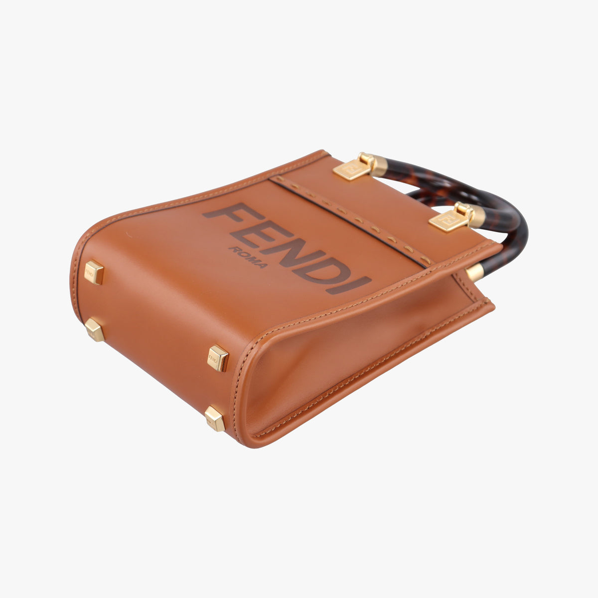Pre-owned Fendi MINI SUNSHINE SHOPPER Camel Leather 8BS051 shoulderbag | stylenewstar