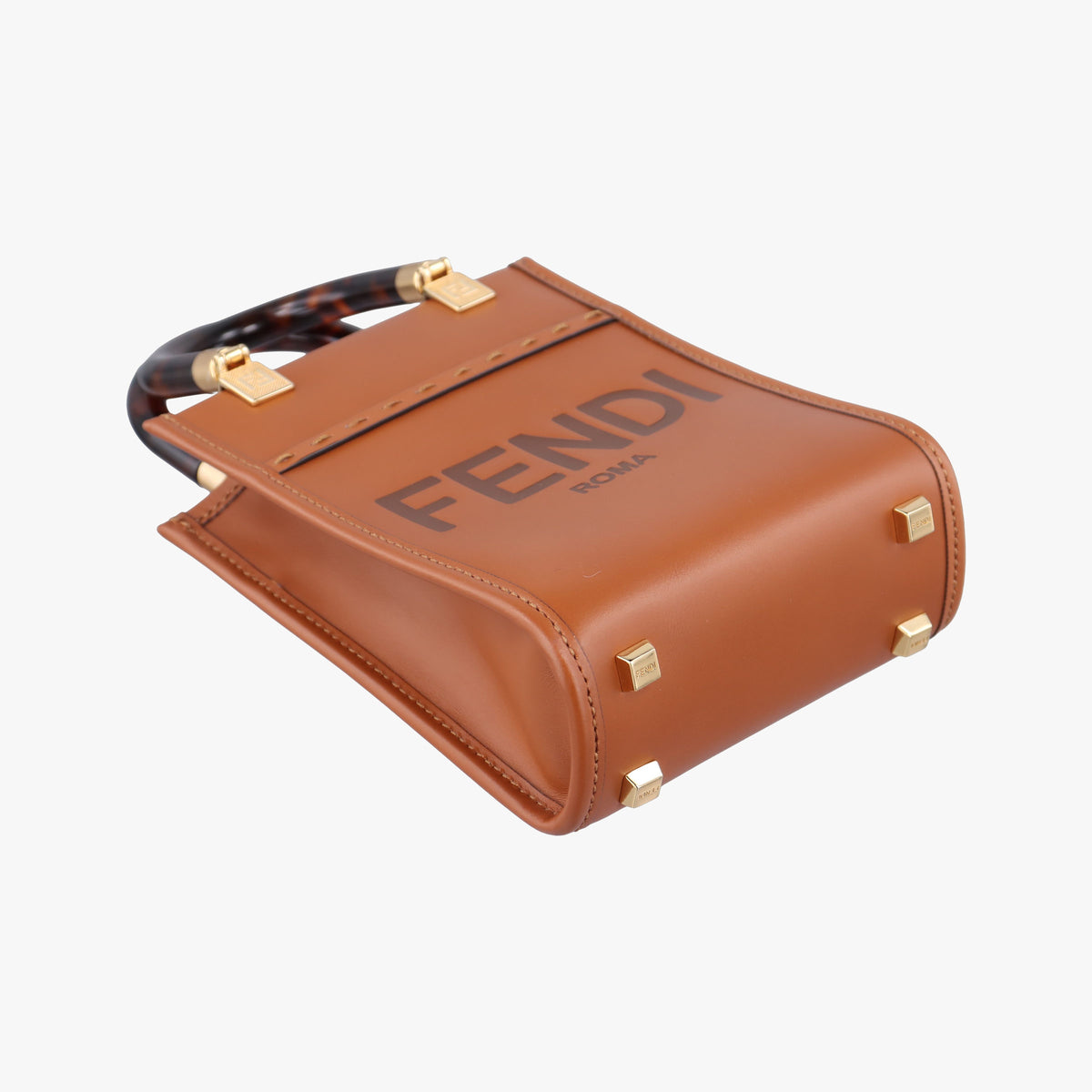 Pre-owned Fendi MINI SUNSHINE SHOPPER Camel Leather 8BS051 shoulderbag | stylenewstar