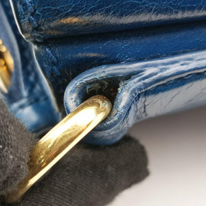 Secondhand Miu Miu Vitello Shine Shopping Blue Leather  shoulderbag | stylenewstar