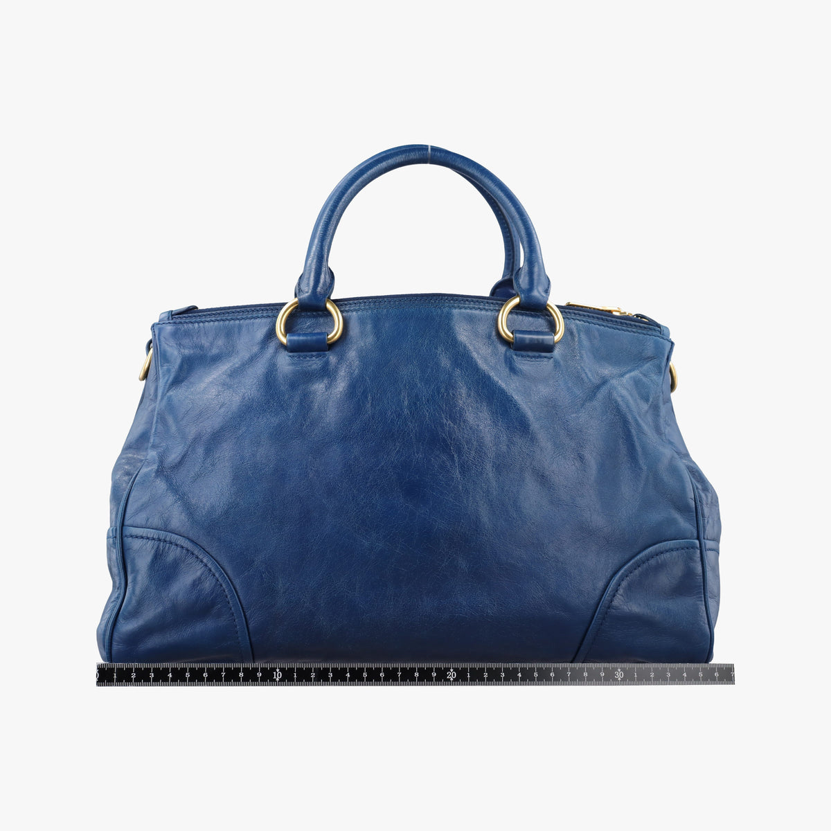 Secondhand Miu Miu Vitello Shine Shopping Blue Leather  shoulderbag | stylenewstar
