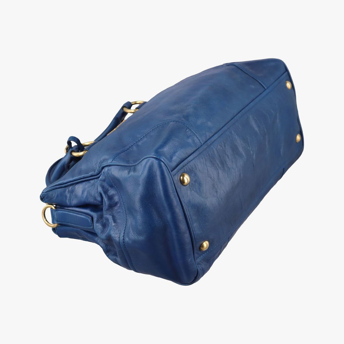 Secondhand Miu Miu Vitello Shine Shopping Blue Leather  shoulderbag | stylenewstar