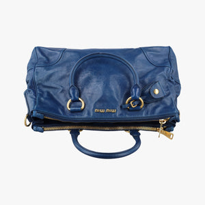 Secondhand Miu Miu Vitello Shine Shopping Blue Leather  shoulderbag | stylenewstar