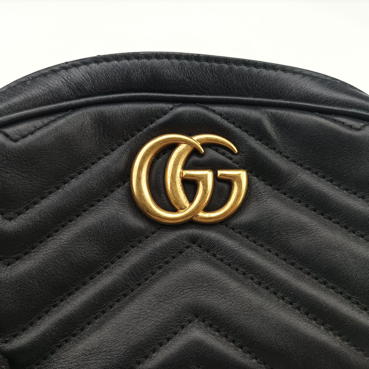 Pre-owned Gucci GG Marmont Black Leather 476434 bum bag/waist bag | stylenewstar