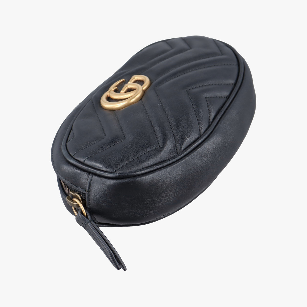 Pre-owned Gucci GG Marmont Black Leather 476434 bum bag/waist bag | stylenewstar
