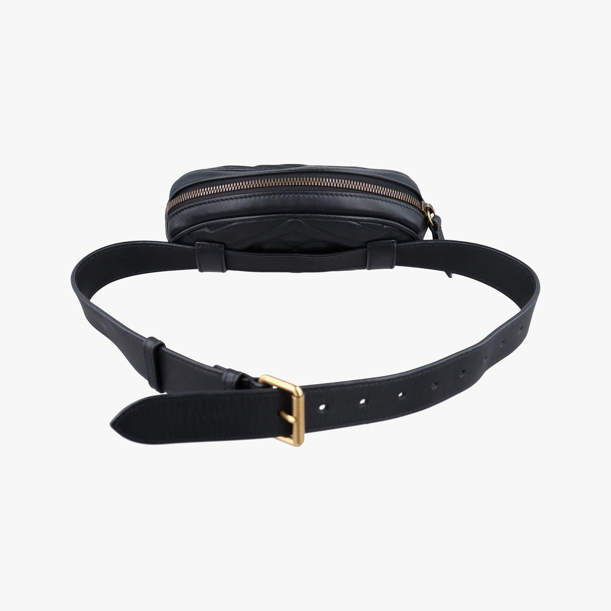 Pre-owned Gucci GG Marmont Black Leather 476434 bum bag/waist bag | stylenewstar