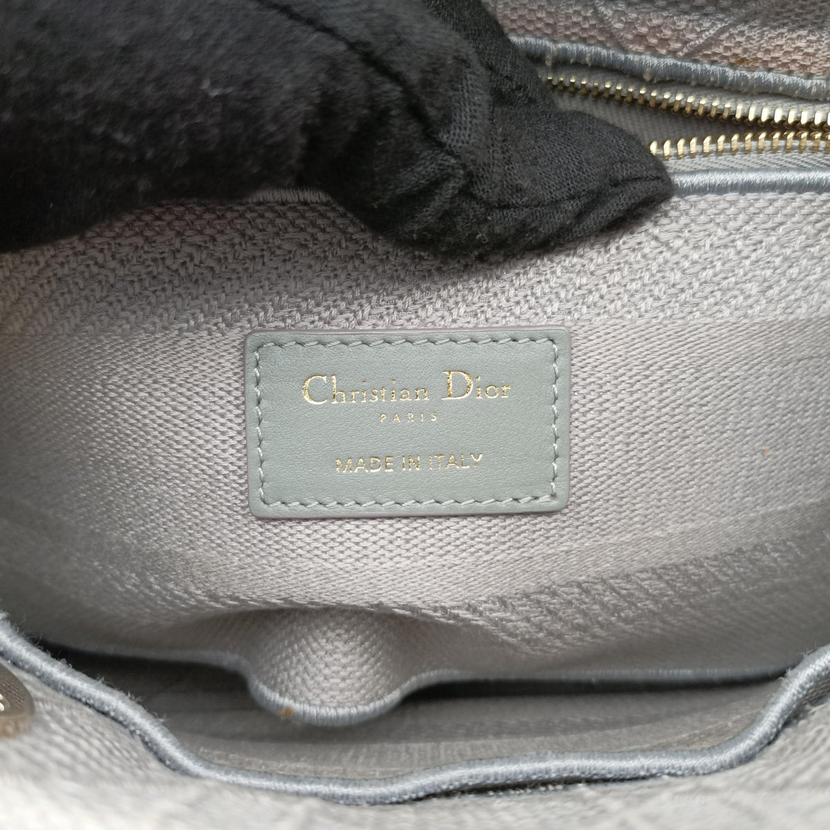 Pre-owned Christian Dior Lady Dior D-lite Grey Jacquard  shoulderbag | stylenewstar