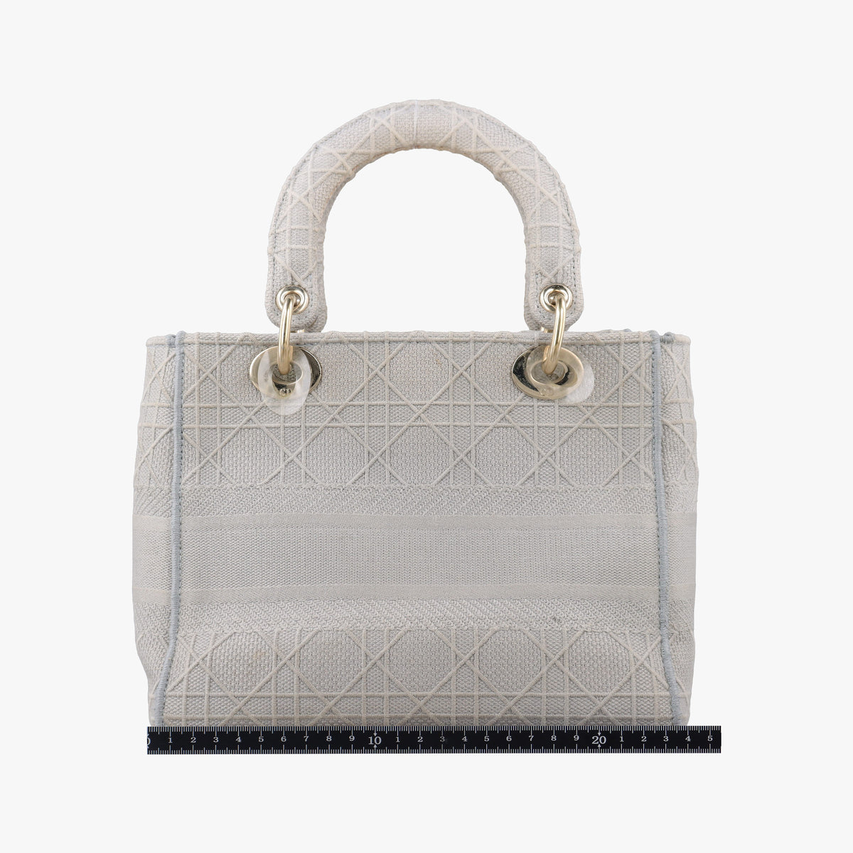 Pre-owned Christian Dior Lady Dior D-lite Grey Jacquard  shoulderbag | stylenewstar