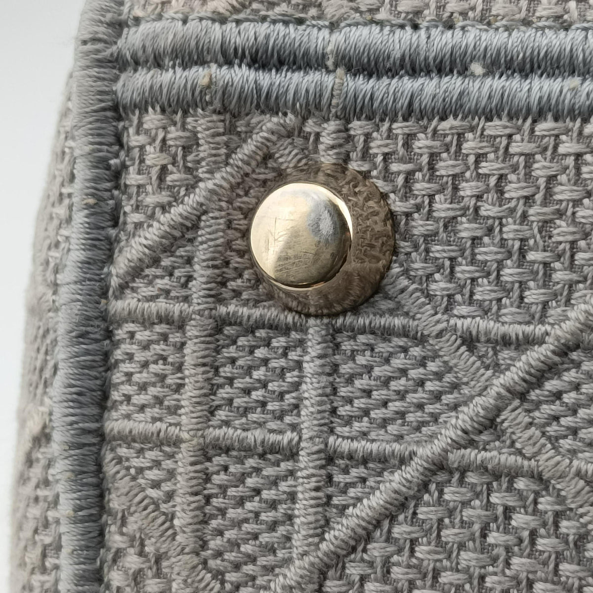 Pre-owned Christian Dior Lady Dior D-lite Grey Jacquard  shoulderbag | stylenewstar