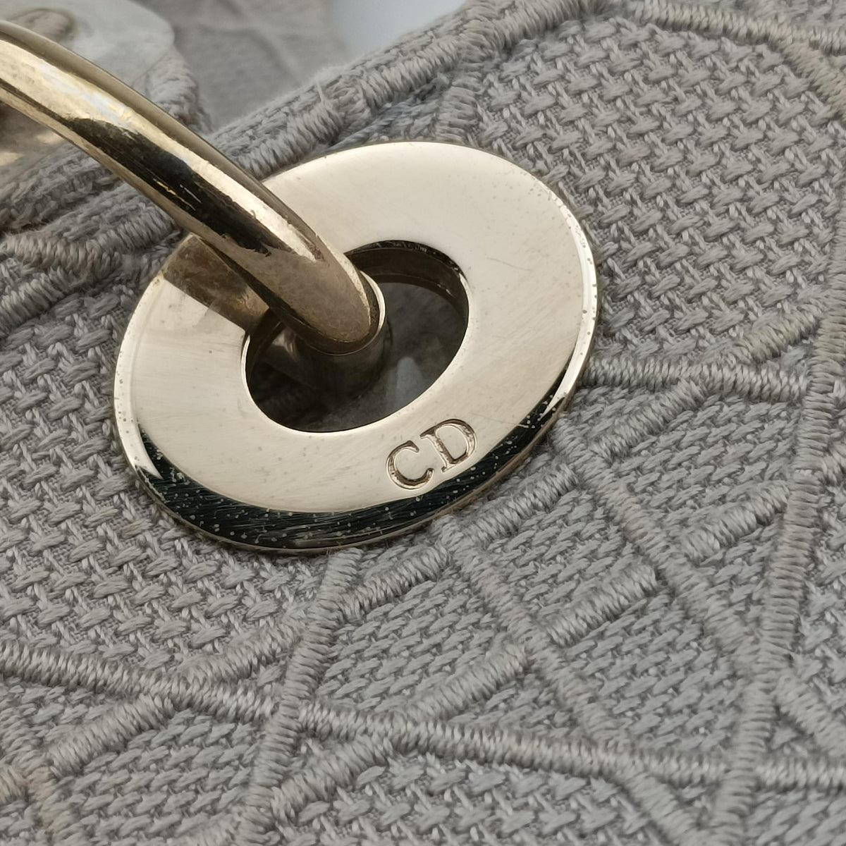 Pre-owned Christian Dior Lady Dior D-lite Grey Jacquard  shoulderbag | stylenewstar