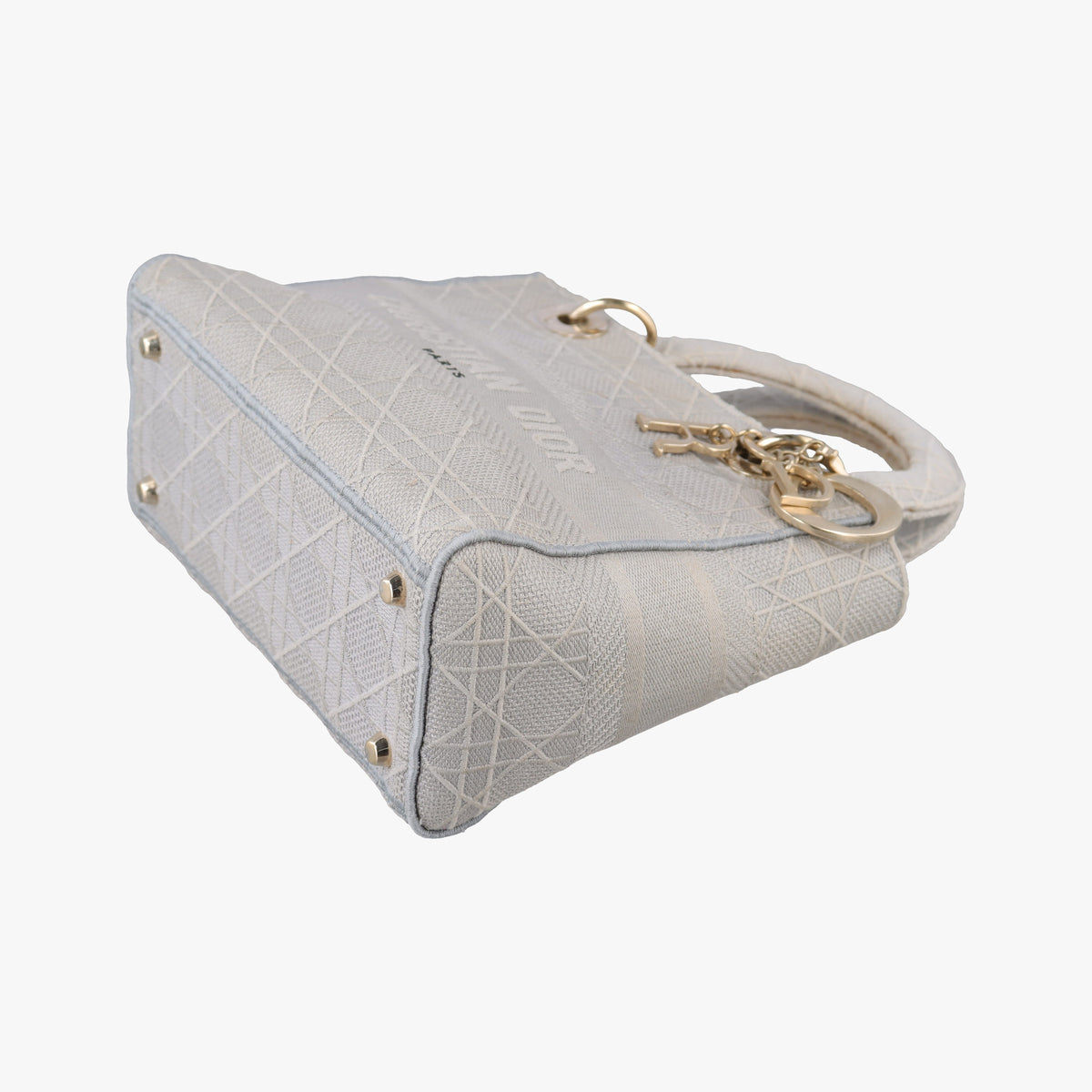 Pre-owned Christian Dior Lady Dior D-lite Grey Jacquard  shoulderbag | stylenewstar