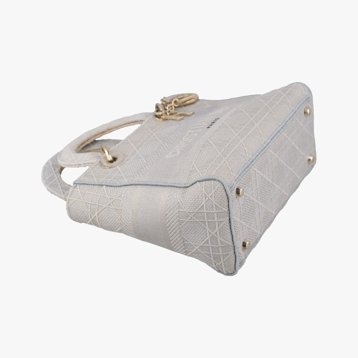 Pre-owned Christian Dior Lady Dior D-lite Grey Jacquard  shoulderbag | stylenewstar