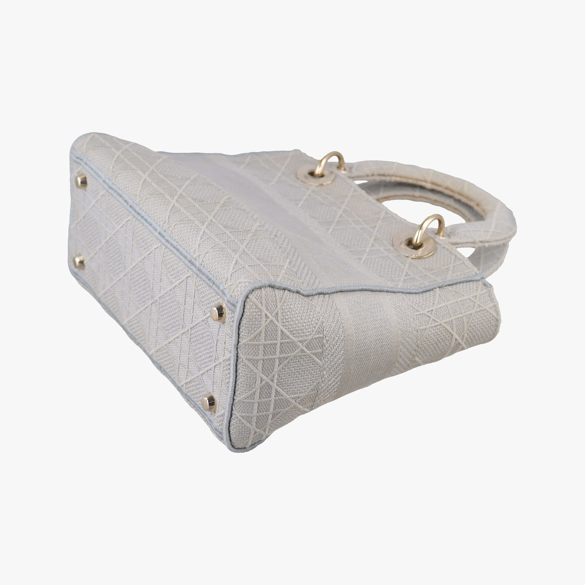 Pre-owned Christian Dior Lady Dior D-lite Grey Jacquard  shoulderbag | stylenewstar
