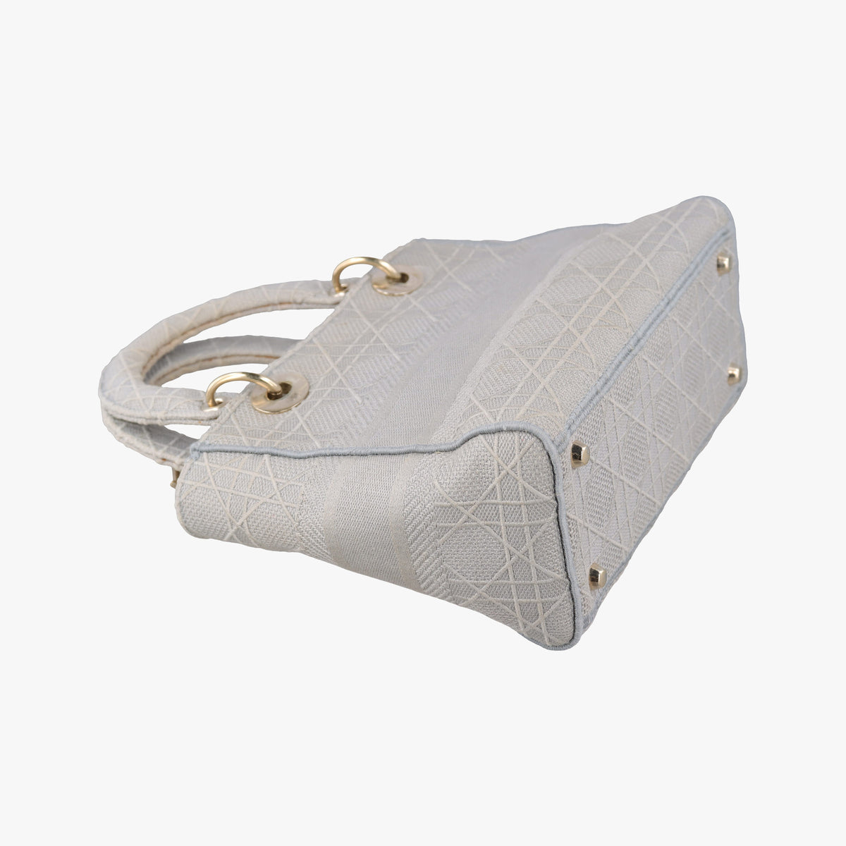 Pre-owned Christian Dior Lady Dior D-lite Grey Jacquard  shoulderbag | stylenewstar