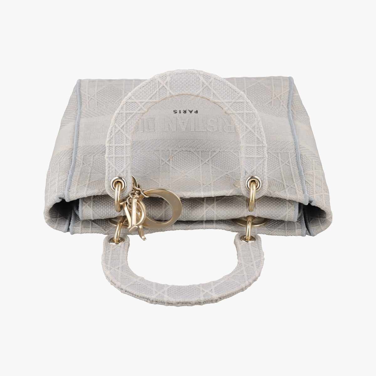 Pre-owned Christian Dior Lady Dior D-lite Grey Jacquard  shoulderbag | stylenewstar