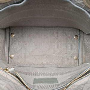 Pre-owned Christian Dior Lady Dior D-lite Grey Jacquard  shoulderbag | stylenewstar