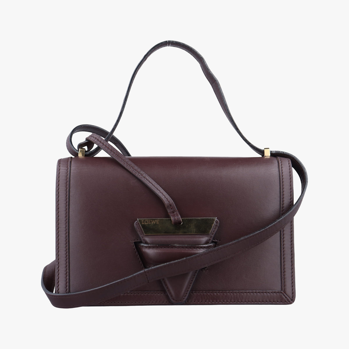Pre-owned Loewe Barcelona Burgundy Leather  shoulderbag | stylenewstar