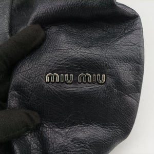 Pre-owned Miu Miu Hobo Bag Black Leather  shoulderbag | stylenewstar