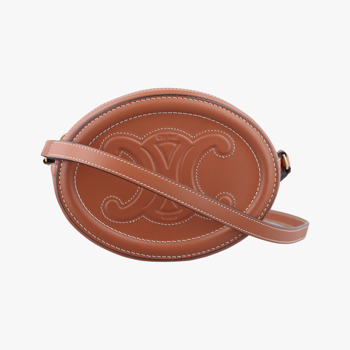 Pre-owned Celine Oval Purse Cuir Triomphe Brown Leather  shoulderbag | stylenewstar
