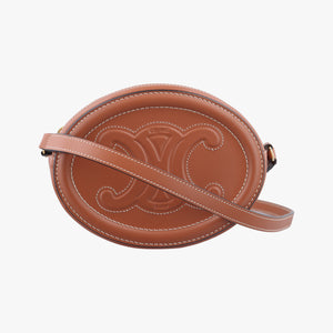 Pre-owned Celine Oval Purse Cuir Triomphe Brown Leather  shoulderbag | stylenewstar