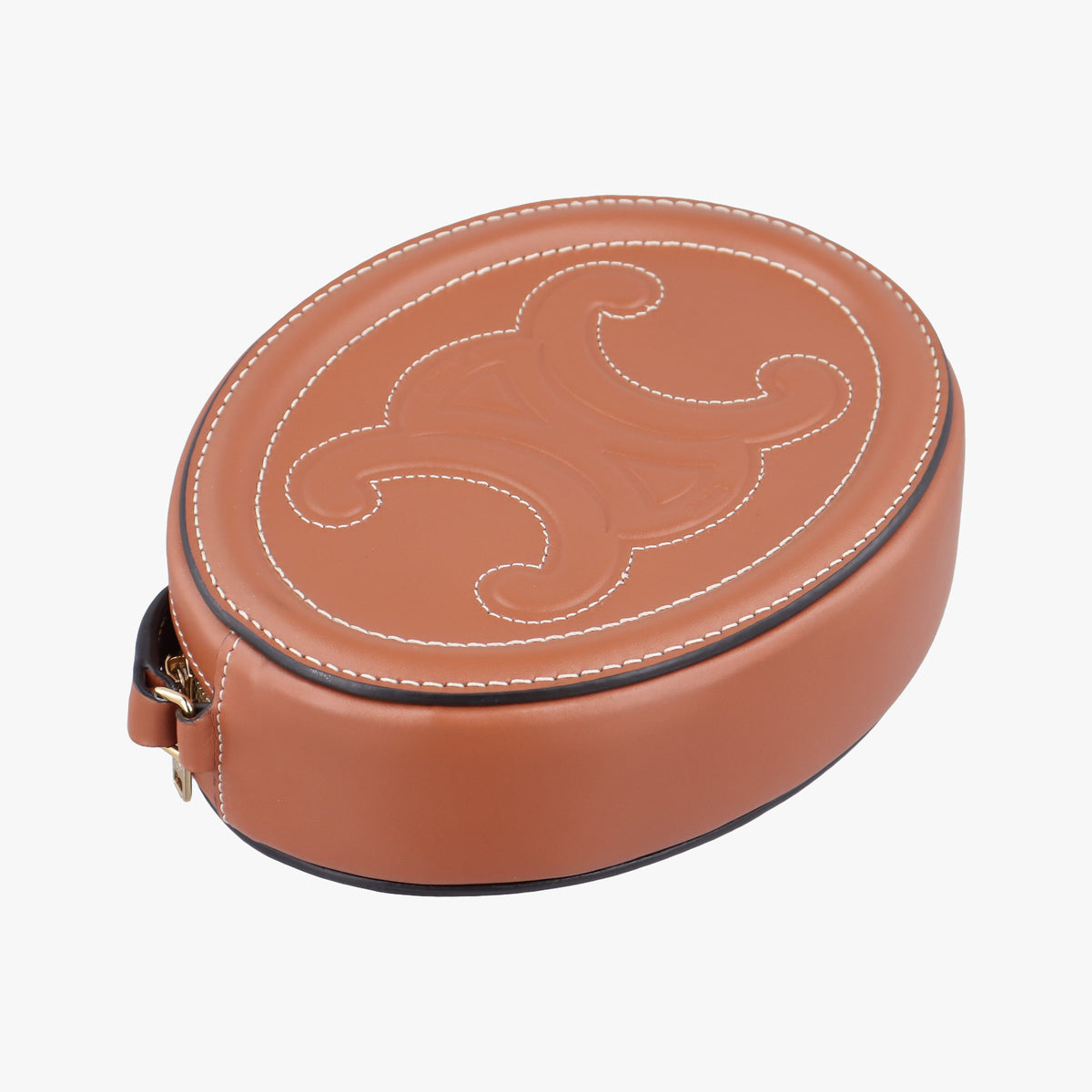 Pre-owned Celine Oval Purse Cuir Triomphe Brown Leather  shoulderbag | stylenewstar