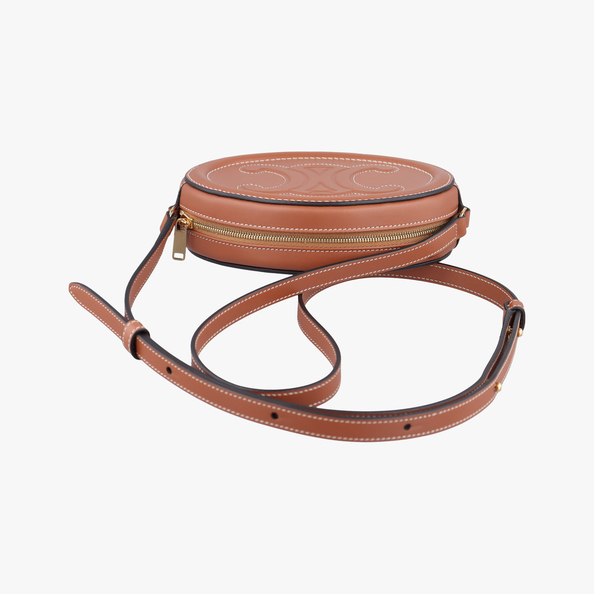 Pre-owned Celine Oval Purse Cuir Triomphe Brown Leather  shoulderbag | stylenewstar
