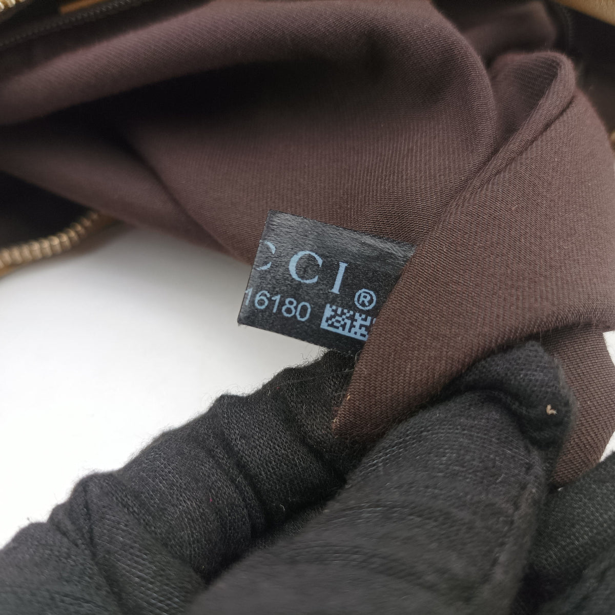 Pre-owned Gucci Abbey D-ring Hobo Golden x Brown PVC coated canvas×Leather 189833 shoulderbag | stylenewstar
