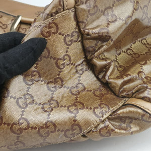 Pre-owned Gucci Abbey D-ring Hobo Golden x Brown PVC coated canvas×Leather 189833 shoulderbag | stylenewstar