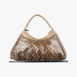 Pre-owned Gucci Abbey D-ring Hobo Golden x Brown PVC coated canvas×Leather 189833 shoulderbag | stylenewstar