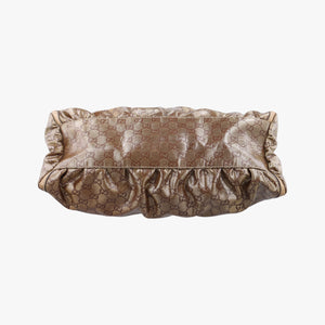 Pre-owned Gucci Abbey D-ring Hobo Golden x Brown PVC coated canvas×Leather 189833 shoulderbag | stylenewstar