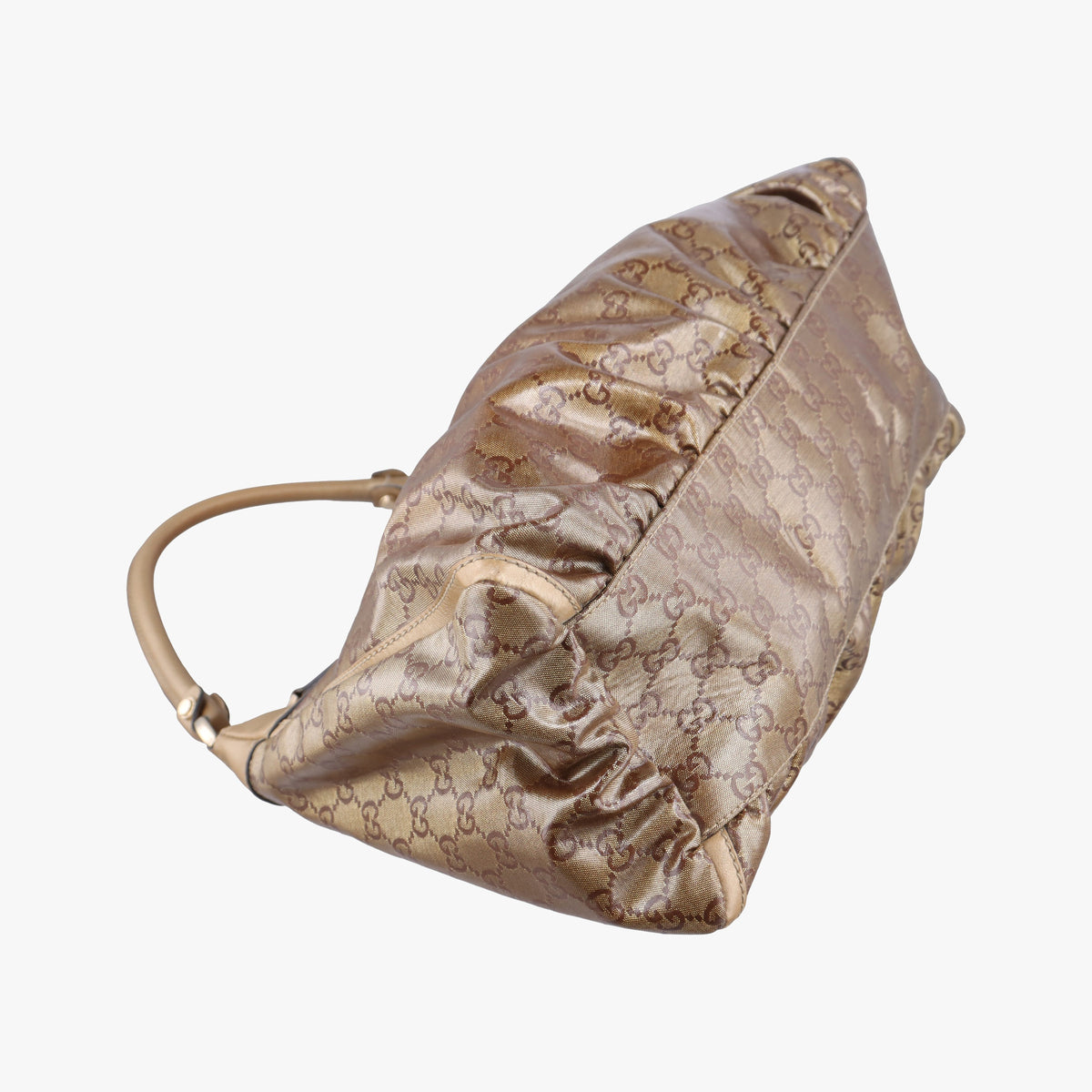 Pre-owned Gucci Abbey D-ring Hobo Golden x Brown PVC coated canvas×Leather 189833 shoulderbag | stylenewstar