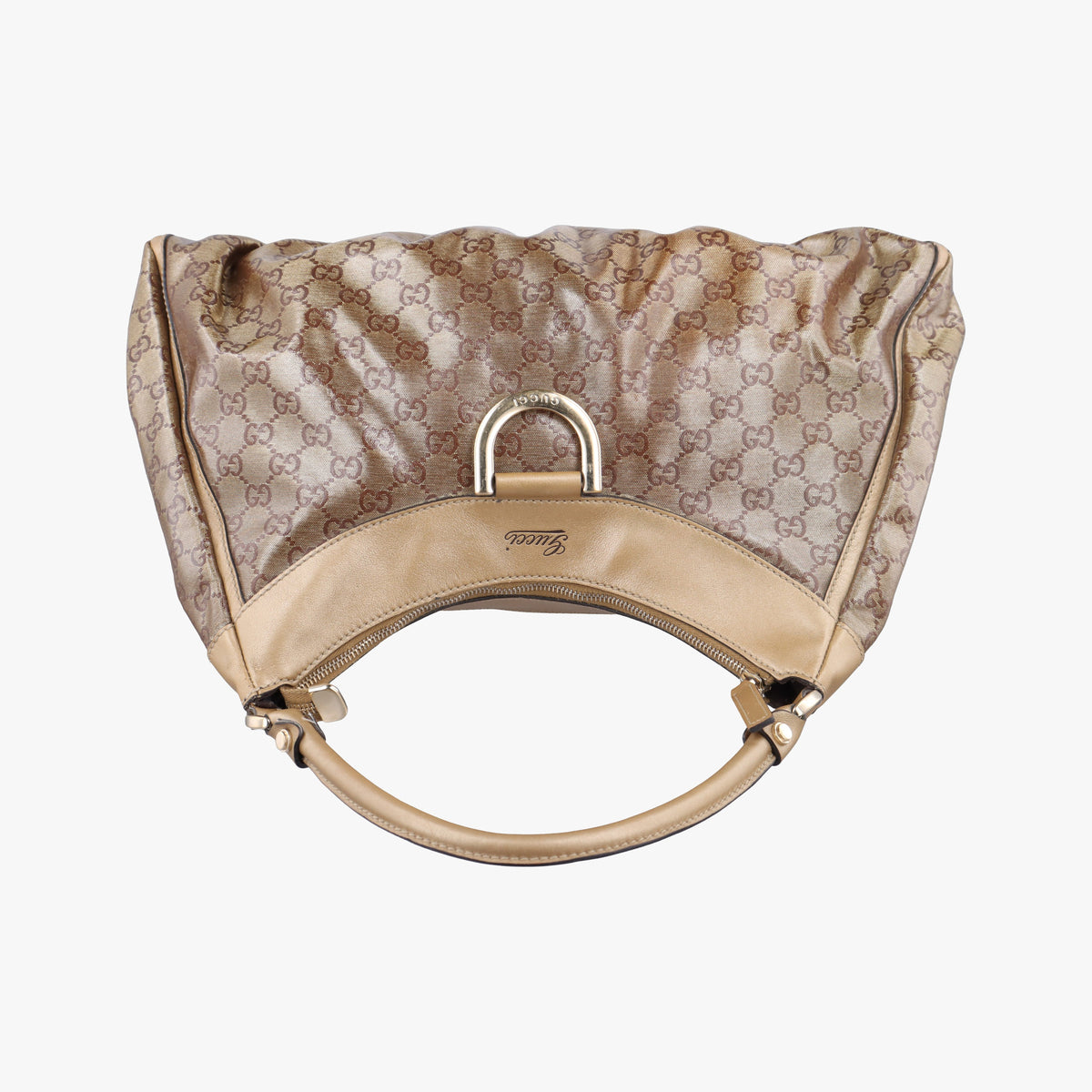 Pre-owned Gucci Abbey D-ring Hobo Golden x Brown PVC coated canvas×Leather 189833 shoulderbag | stylenewstar