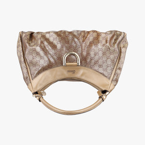 Pre-owned Gucci Abbey D-ring Hobo Golden x Brown PVC coated canvas×Leather 189833 shoulderbag | stylenewstar