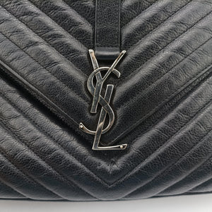Pre-owned Yves Saint Laurent COLLEGE Black Leather 392738 shoulderbag | stylenewstar