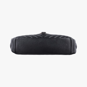 Pre-owned Yves Saint Laurent COLLEGE Black Leather 392738 shoulderbag | stylenewstar